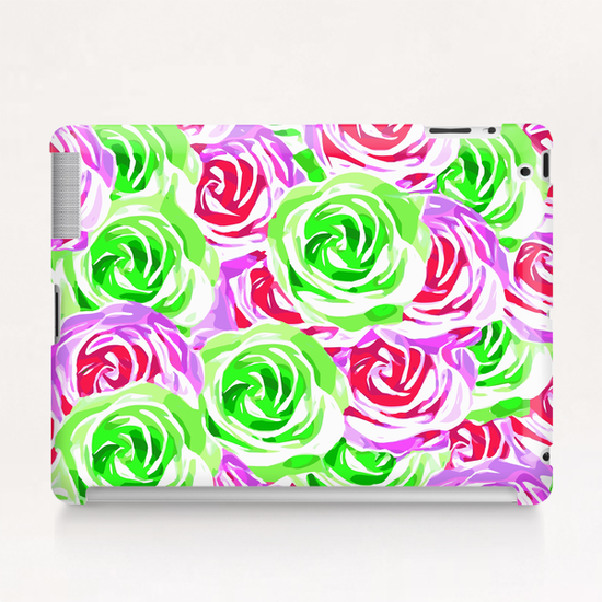 closeup rose pattern texture abstract background in pink red green Tablet Case by Timmy333