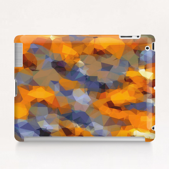 psychedelic geometric polygon abstract pattern in orange brown blue Tablet Case by Timmy333