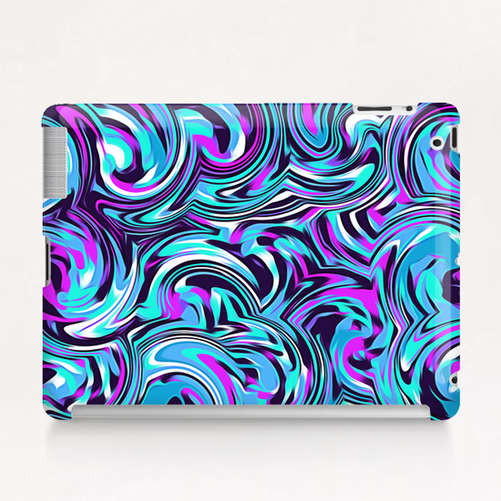 spiral line drawing abstract pattern in blue pink black Tablet Case by Timmy333