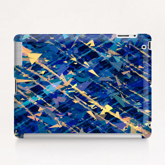 splash geometric triangle pattern abstract background in blue and yellow Tablet Case by Timmy333