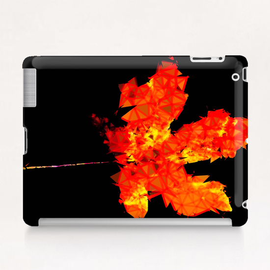 orange and yellow geometric polygon maple leaf abstract with black background Tablet Case by Timmy333