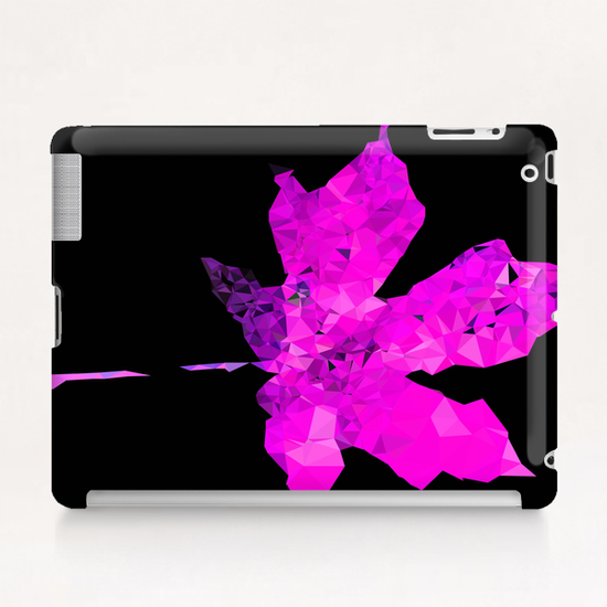 pink geometric polygon maple leaf abstract pattern with black background Tablet Case by Timmy333