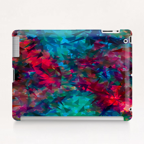 psychedelic geometric triangle abstract pattern in pink red blue Tablet Case by Timmy333