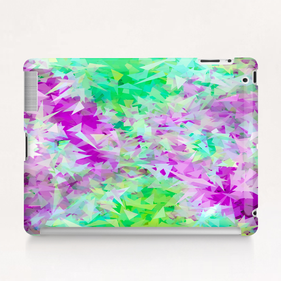 psychedelic geometric triangle abstract pattern in purple and green Tablet Case by Timmy333