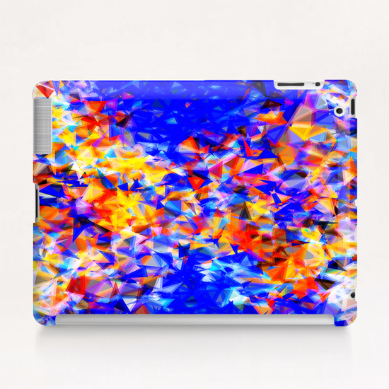 psychedelic geometric triangle abstract pattern in blue orange yellow Tablet Case by Timmy333