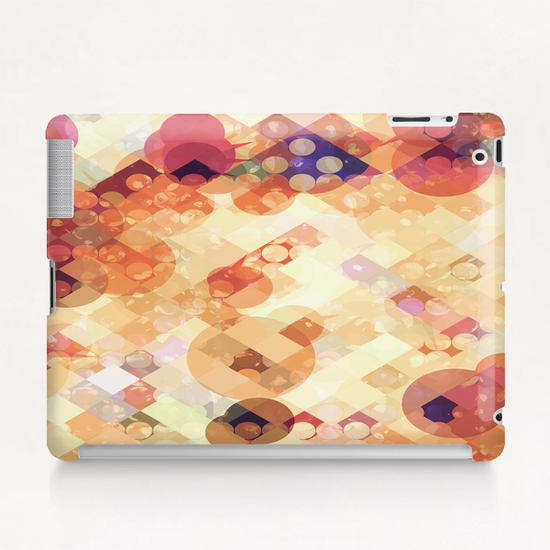 geometric square pixel and circle pattern abstract in orange brown Tablet Case by Timmy333