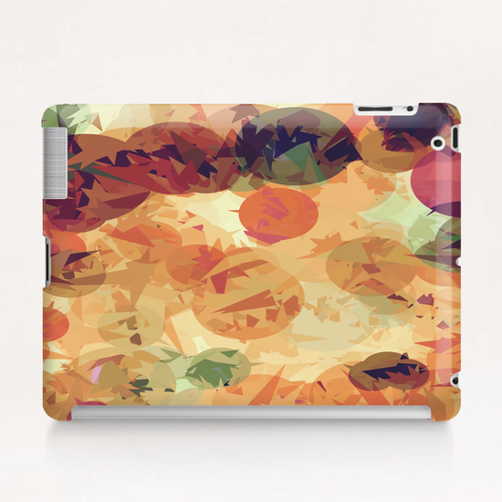 geometric circle and triangle pattern abstract background in orange brown green Tablet Case by Timmy333