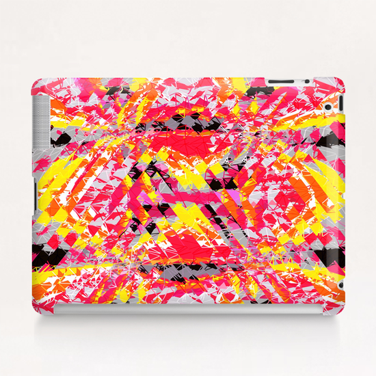 psychedelic geometric abstract pattern in red yellow black Tablet Case by Timmy333