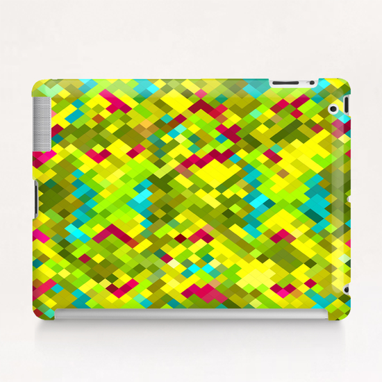 square pixel pattern abstract in yellow green blue red Tablet Case by Timmy333