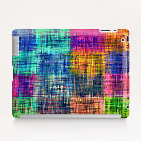 vintage square plaid pattern painting abstract in blue green brown pink Tablet Case by Timmy333