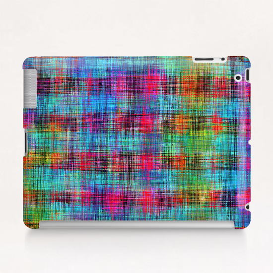 plaid pattern abstract texture in blue pink green yellow Tablet Case by Timmy333