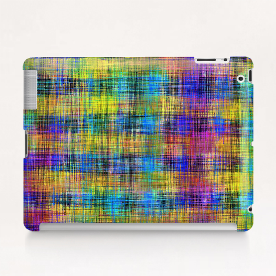 plaid pattern abstract texture in yellow pink blue Tablet Case by Timmy333