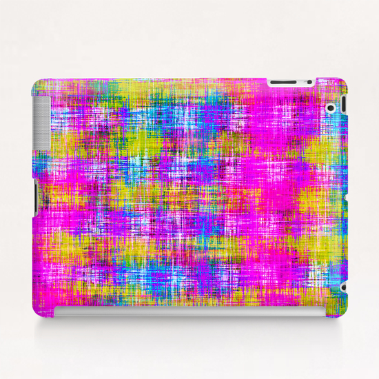 plaid pattern painting texture abstract background in pink purple blue yellow Tablet Case by Timmy333