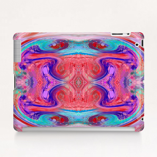 psychedelic geometric symmetry abstract pattern in red pink blue Tablet Case by Timmy333