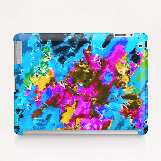 psychedelic splash painting abstract texture in blue pink yellow brown green Tablet Case by Timmy333