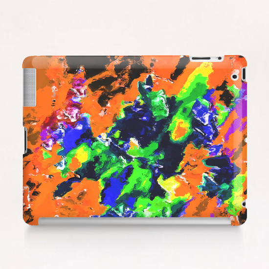 psychedelic splash painting abstract texture in brown green blue yellow pink Tablet Case by Timmy333