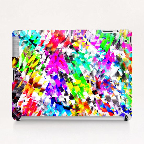 psychedelic geometric triangle polygon pattern abstract background in pink blue purple green yellow Tablet Case by Timmy333