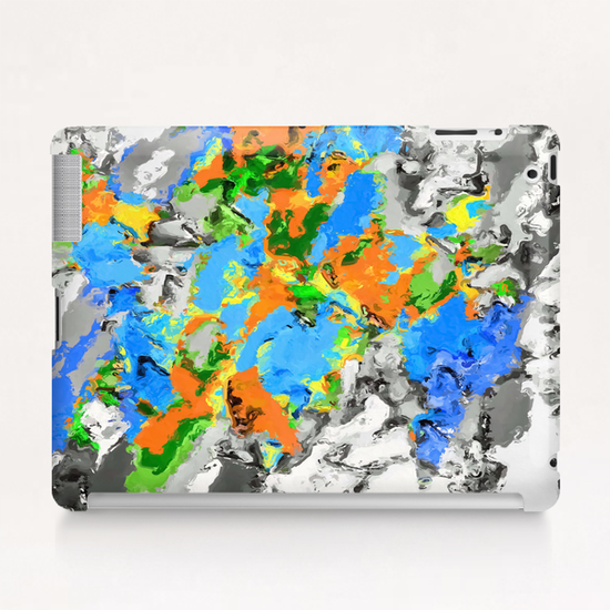 psychedelic splash painting abstract texture in blue green orange yellow black Tablet Case by Timmy333