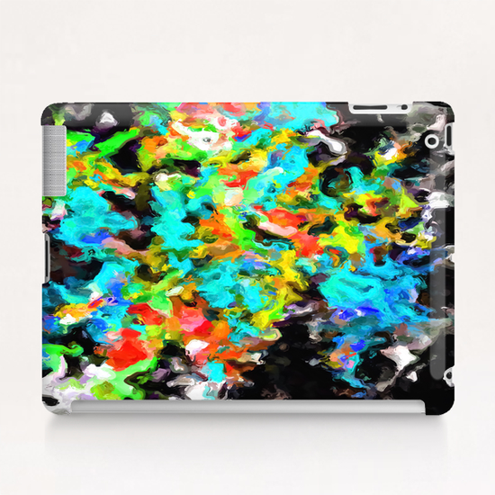 psychedelic splash painting abstract texture in blue orange yellow green black Tablet Case by Timmy333