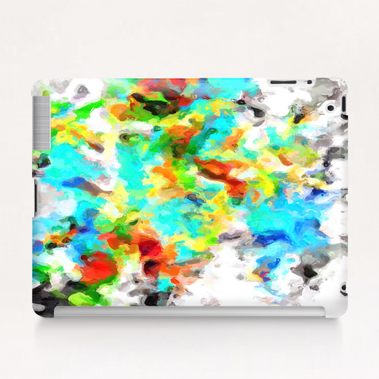 psychedelic splash painting abstract texture in blue yellow brown green black Tablet Case by Timmy333