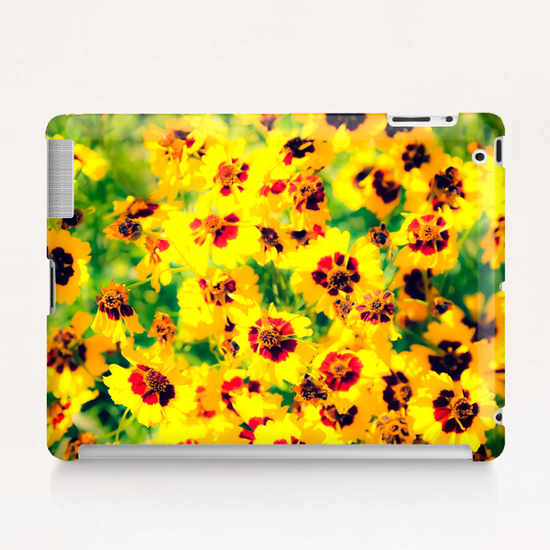 blooming yellow flower with green leaf background Tablet Case by Timmy333