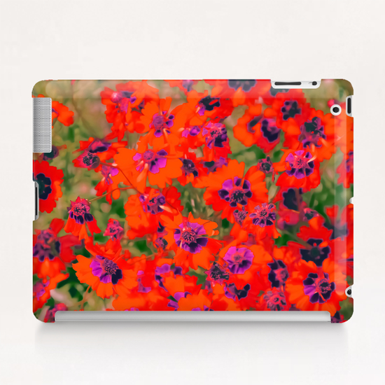 blooming red flower with green leaf background Tablet Case by Timmy333