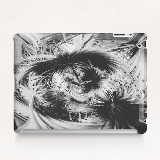 spiral palm leaves abstract background in black and white Tablet Case by Timmy333