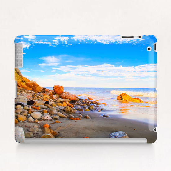 sandy beach with blue cloudy sky in summer Tablet Case by Timmy333