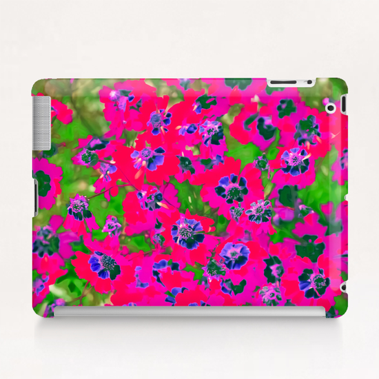 blooming pink flower with green leaf background Tablet Case by Timmy333