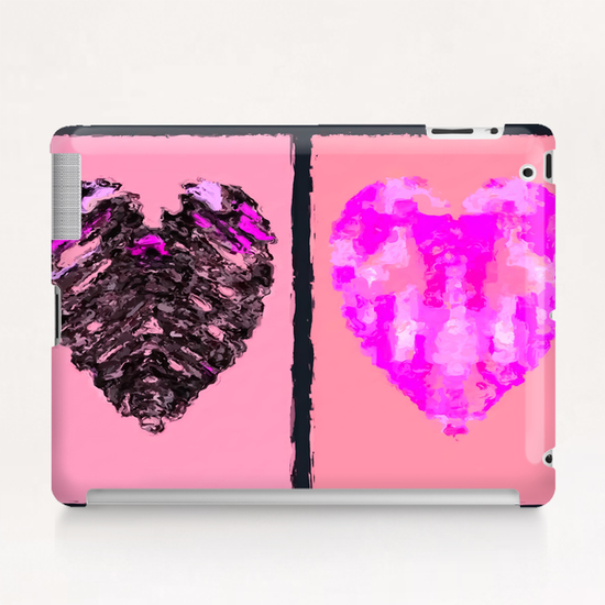 pink heart and black heart shape with pink background Tablet Case by Timmy333