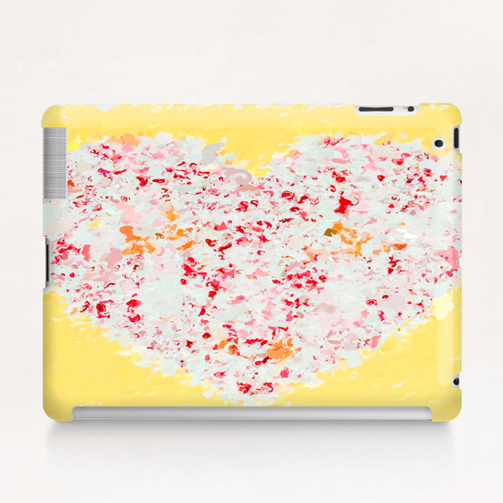 pink and red heart shape with yellow background Tablet Case by Timmy333