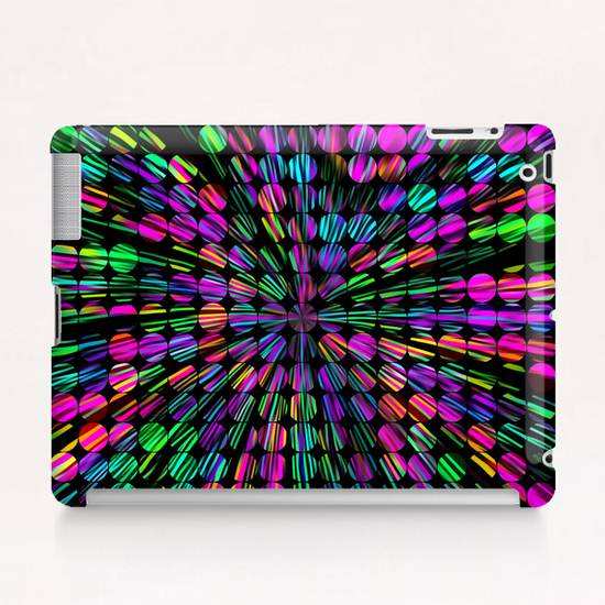 geometric circle abstract pattern in pink blue green black Tablet Case by Timmy333