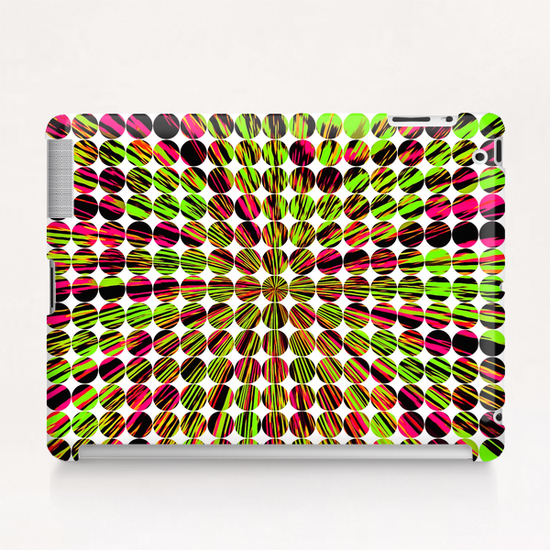 geometric circle abstract pattern in green and pink Tablet Case by Timmy333