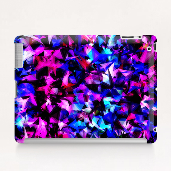 psychedelic geometric triangle polygon abstract pattern in pink blue black Tablet Case by Timmy333