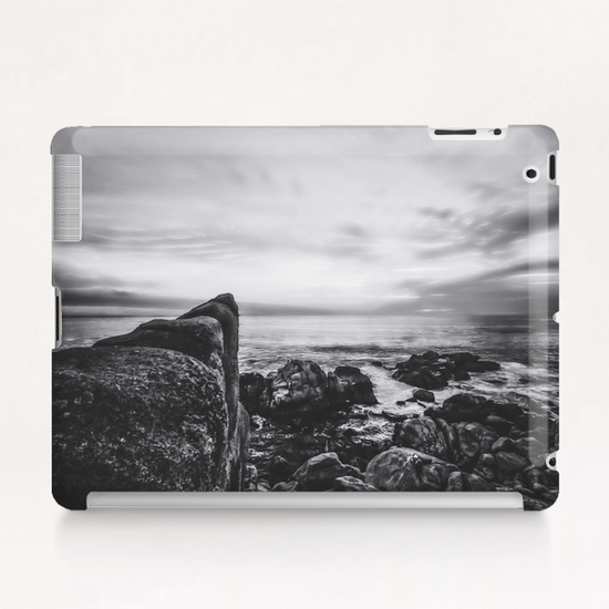 ocean sunset view with beautiful blue cloudy sky in black and white Tablet Case by Timmy333