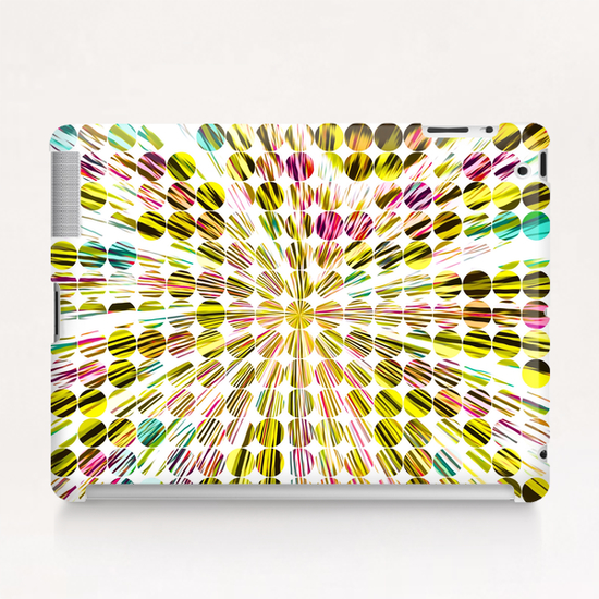 geometric circle abstract pattern in yellow pink blue Tablet Case by Timmy333