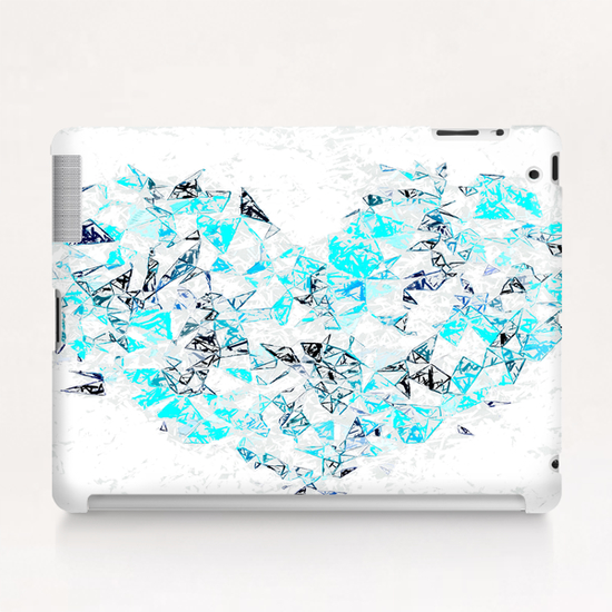 blue heart shape abstract with white abstract background Tablet Case by Timmy333