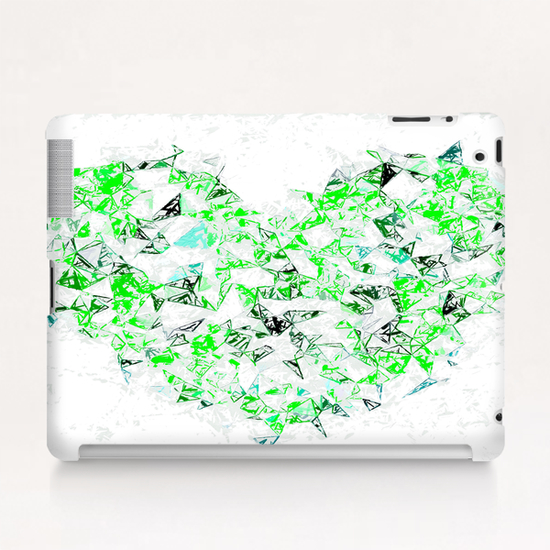 green heart shape abstract with white abstract background Tablet Case by Timmy333