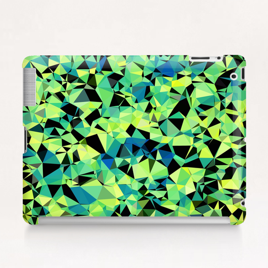 geometric triangle pattern abstract in green blue black Tablet Case by Timmy333