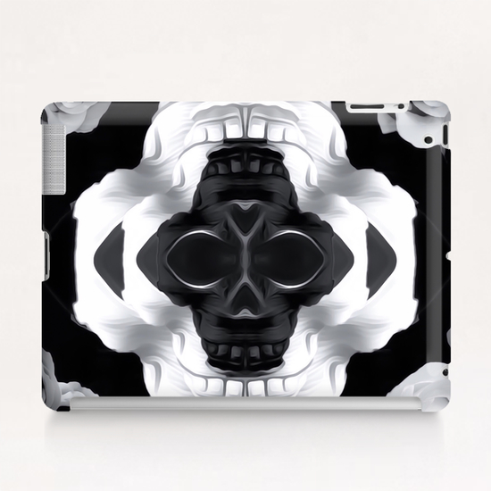 funny skull portrait with roses in black and white Tablet Case by Timmy333