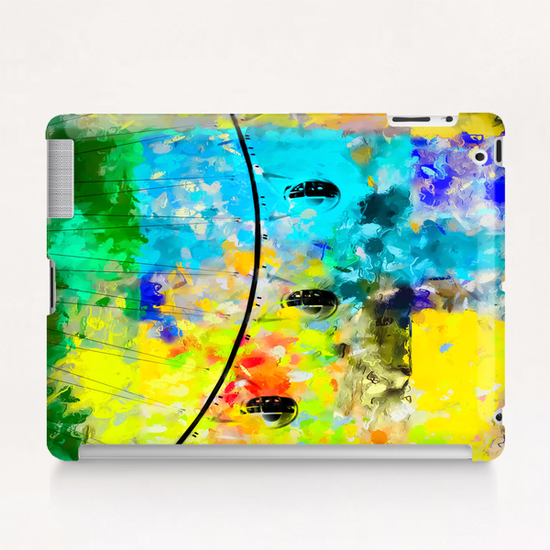 ferris wheel with blue yellow green painting texture abstract background Tablet Case by Timmy333