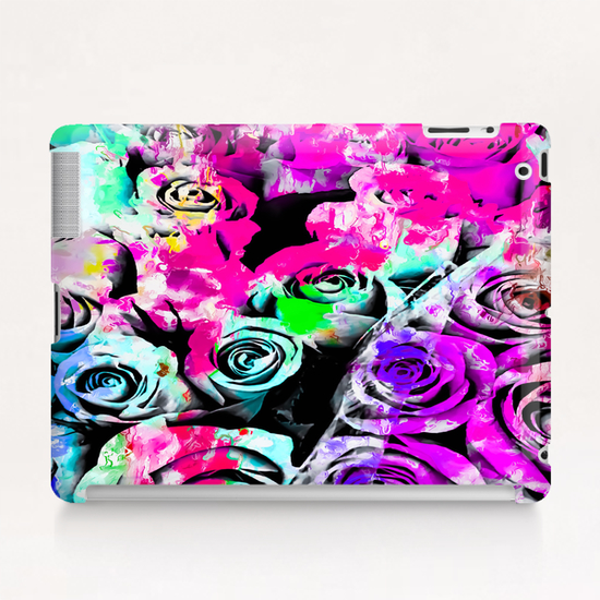 rose texture with pink purple blue green painting abstract background Tablet Case by Timmy333