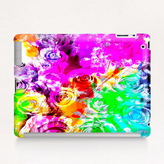 closeup rose texture pattern abstract background in pink blue yellow green red Tablet Case by Timmy333