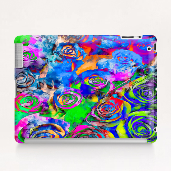 rose texture pattern abstract with splash painting in blue green pink red orange yellow Tablet Case by Timmy333