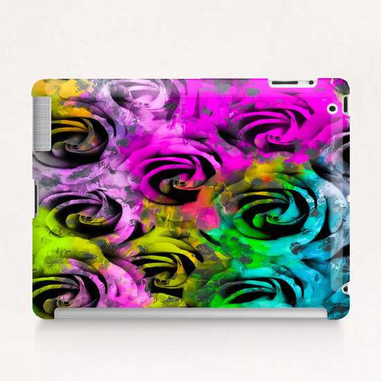 closeup rose texture pattern abstract background in pink yellow blue green Tablet Case by Timmy333