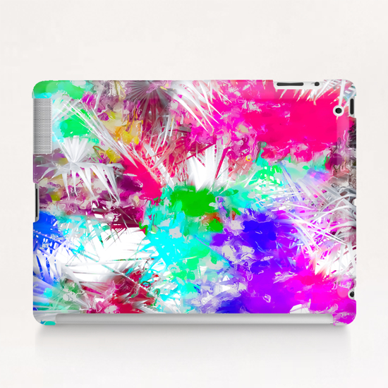 palm leaf with colorful painting abstract background in pink blue green purple Tablet Case by Timmy333