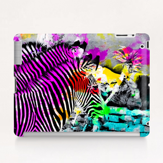 colorful zebra with painting texture abstract in pink yellow blue green Tablet Case by Timmy333