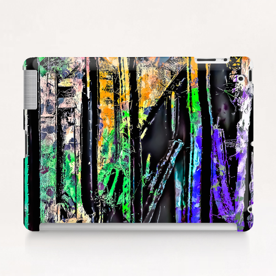 cactus with wooden background and painting abstract in green orange blue purple Tablet Case by Timmy333