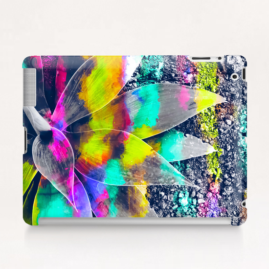 succulent plant with painting abstract background in green pink yellow purple Tablet Case by Timmy333