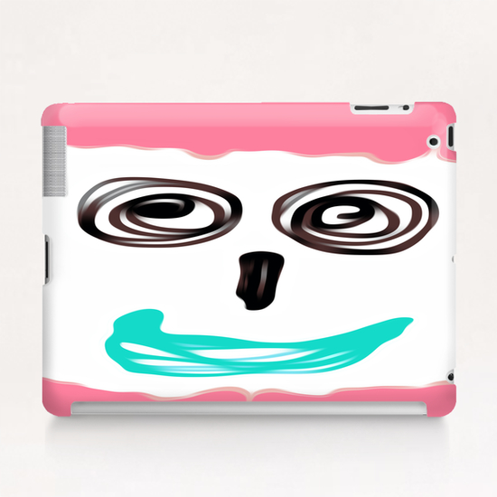 funny face with pink background and blue lip Tablet Case by Timmy333